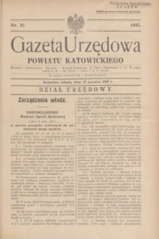 Gazeta Urzędowa Powiatu Katowickiego. 1937, nr 23 (12 czerwca)