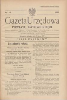 Gazeta Urzędowa Powiatu Katowickiego. 1937, nr 26 (3 lipca)