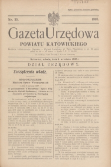 Gazeta Urzędowa Powiatu Katowickiego. 1937, nr 35 (4 września)