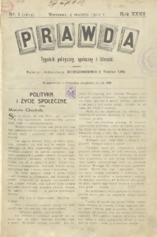 Prawda : tygodnik polityczny, społeczny i literacki. 1912, nr 1