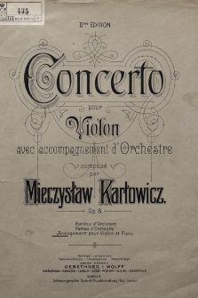 Concerto pour violon avec accompagnement d'orchestre : op. 8
