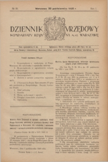 Dziennik Urzędowy Komisarjatu Rządu na M. St. Warszawę. R.1, № 29 (30 października 1920)