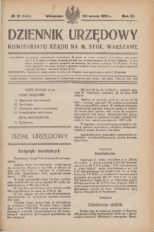 Dziennik Urzędowy Komisarjatu Rządu na M. Stoł. Warszawę. R.6, № 21 (20 marca 1925) = № 1042