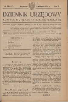 Dziennik Urzędowy Komisariatu Rządu na M. Stoł. Warszawę. R.6, № 56 (6 sierpnia 1925) = № 1077