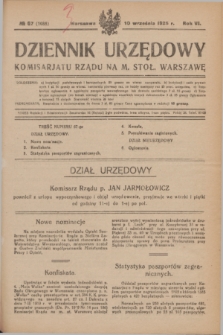 Dziennik Urzędowy Komisariatu Rządu na M. Stoł. Warszawę. R.6, № 67 (10 września 1925) = № 1088