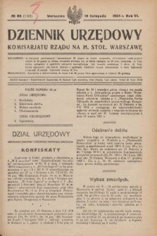 Dziennik Urzędowy Komisariatu Rządu na M. Stoł. Warszawę. R.6, № 86 (19 listopada 1925) = № 1107