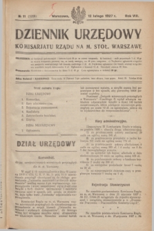 Dziennik Urzędowy Komisarjatu Rządu na M. Stoł. Warszawę. R.8, № 11 (12 lutego 1927) = № 1228