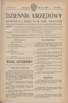 Dziennik Urzędowy Komisarjatu Rządu na M. Stoł. Warszawę. R.8, № 52 (23 lipca 1927) = № 1269
