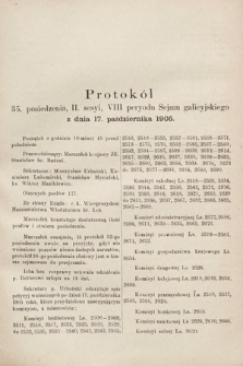 [Kadencja VIII, sesja II, pos. 35] Protokół 35. Posiedzenia 2. Sesyi, VI. Peryodu Sejmu Galicyjskiego