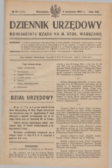 Dziennik Urzędowy Komisarjatu Rządu na M. Stoł. Warszawę. R.8, № 61 (3 września 1927) = № 1278