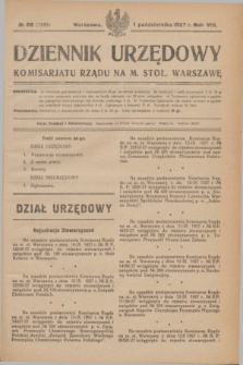 Dziennik Urzędowy Komisarjatu Rządu na M. Stoł. Warszawę. R.8, № 68 (1 października 1927) = № 1285
