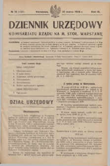 Dziennik Urzędowy Komisarjatu Rządu na M. Stoł. Warszawę. R.9, № 16 (21 marca 1928) = № 1321