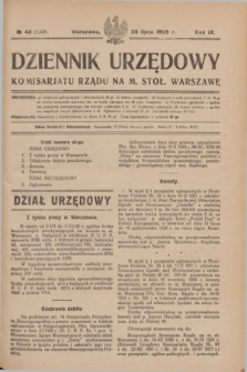 Dziennik Urzędowy Komisarjatu Rządu na M. Stoł. Warszawę. R.9, № 43 (25 lipca 1928) = № 1348