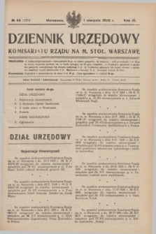 Dziennik Urzędowy Komisarjatu Rządu na M. Stoł. Warszawę. R.9, № 45 (1 sierpnia 1928) = № 1350
