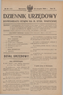 Dziennik Urzędowy Komisarjatu Rządu na M. Stoł. Warszawę. R.9, № 53 (22 sierpnia 1928) = № 1358