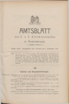 Amtsblatt des k. u. k. Kreiskommandos in Noworadomsk. 1916, Stück 34 (3 September)