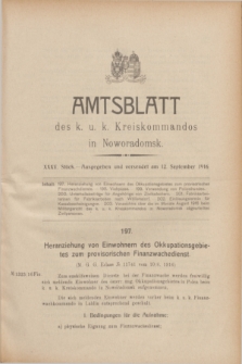 Amtsblatt des k. u. k. Kreiskommandos in Noworadomsk. 1916, Stück 35 (12 September)