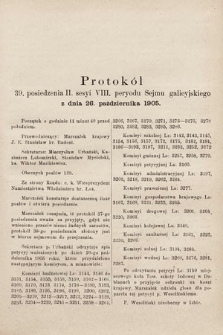 [Kadencja VIII, sesja II, pos. 39] Protokół 39. Posiedzenia 2. Sesyi, VI. Peryodu Sejmu Galicyjskiego