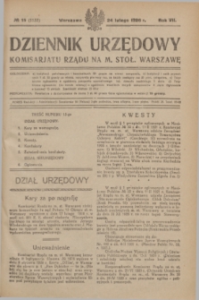 Dziennik Urzędowy Komisarjatu Rządu na M. Stoł. Warszawę. R.7, № 15 (24 lutego 1926) = № 1133