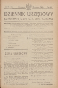 Dziennik Urzędowy Komisarjatu Rządu na M. Stoł. Warszawę. R.7, № 46 (19 czerwca 1926) = № 1164