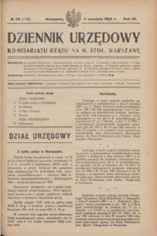 Dziennik Urzędowy Komisarjatu Rządu na M. Stoł. Warszawę. R.7, № 68 (4 września 1926) = № 1186