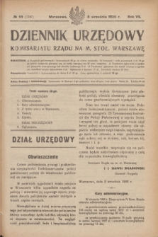 Dziennik Urzędowy Komisarjatu Rządu na M. Stoł. Warszawę. R.7, № 69 (8 września 1926) = № 1187
