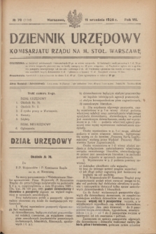Dziennik Urzędowy Komisarjatu Rządu na M. Stoł. Warszawę. R.7, № 70 (11 września 1926) = № 1188
