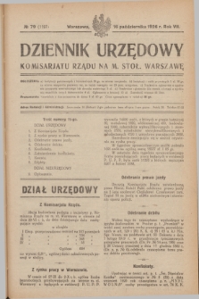 Dziennik Urzędowy Komisarjatu Rządu na M. Stoł. Warszawę. R.7, № 79 (16 października 1926) = № 1197