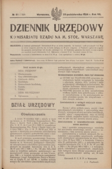 Dziennik Urzędowy Komisarjatu Rządu na M. Stoł. Warszawę. R.7, № 81 (23 października 1926) = № 1199