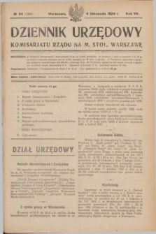 Dziennik Urzędowy Komisarjatu Rządu na M. Stoł. Warszawę. R.7, № 84 (4 listopada 1926) = № 1202