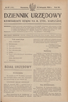 Dziennik Urzędowy Komisarjatu Rządu na M. Stoł. Warszawę. R.7, № 87 (13 listopada 1926) = № 1205