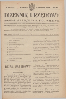 Dziennik Urzędowy Komisarjatu Rządu na M. Stoł. Warszawę. R.7, № 88 (17 listopada 1926) = № 1206