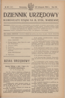 Dziennik Urzędowy Komisarjatu Rządu na M. Stoł. Warszawę. R.7, № 89 (20 listopada 1926) = № 1207
