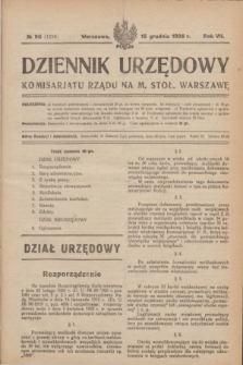 Dziennik Urzędowy Komisarjatu Rządu na M. Stoł. Warszawę. R.7, № 96 (15 grudnia 1926) = № 1214