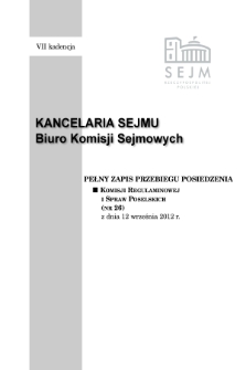 Pełny Zapis Przebiegu Posiedzenia Komisji Regulaminowej i Spraw Poselskich (nr 26) z dnia 12 września 2012 r.