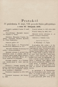 [Kadencja VIII, sesja II, pos. 57] Protokół 57. Posiedzenia 2. Sesyi, VI. Peryodu Sejmu Galicyjskiego