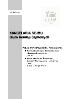 Pełny Zapis Przebiegu Posiedzenia Komisji Samorządu Terytorialnego i Polityki Regionalnej (nr 19) z dnia 15 lutego 2012 r.
