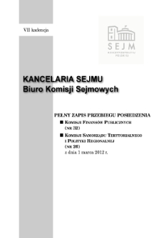 Pełny Zapis Przebiegu Posiedzenia Komisji Samorządu Terytorialnego i Polityki Regionalnej (nr 26) z dnia 1 marca 2012 r.
