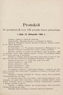 [Kadencja VIII, sesja II, pos. 58] Protokół 58. Posiedzenia 2. Sesyi, VI. Peryodu Sejmu Galicyjskiego