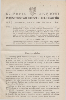 Dziennik Urzędowy Ministerstwa Poczt i Telegrafów. R.1, № 2 (27 stycznia 1919)
