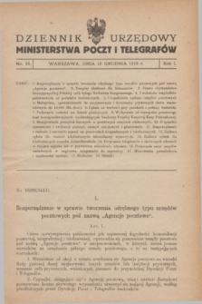 Dziennik Urzędowy Ministerstwa Poczt i Telegrafów. R.1, № 16 (16 grudnia 1919)