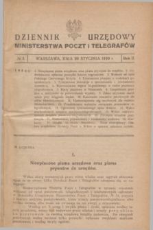 Dziennik Urzędowy Ministerstwa Poczt i Telegrafów. R.2, № 1 (20 stycznia 1920)