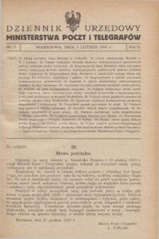 Dziennik Urzędowy Ministerstwa Poczt i Telegrafów. R.2, № 2 (5 lutego 1920)