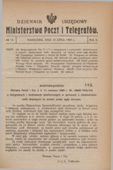 Dziennik Urzędowy Ministerstwa Poczt i Telegrafów. R.2, № 14 (10 lipca 1920)