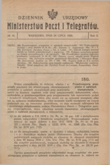 Dziennik Urzędowy Ministerstwa Poczt i Telegrafów. R.2, № 16 (24 lipca 1920)