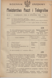 Dziennik Urzędowy Ministerstwa Poczt i Telegrafów. R.2, № 24 (25 września 1920)