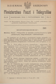 Dziennik Urzędowy Ministerstwa Poczt i Telegrafów. R.2, № 28 (11 października 1920)