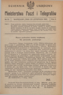 Dziennik Urzędowy Ministerstwa Poczt i Telegrafów. R.2, № 35 (20 listopada 1920)