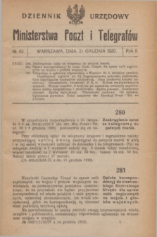 Dziennik Urzędowy Ministerstwa Poczt i Telegrafów. R.2, № 42 (31 grudnia 1920)