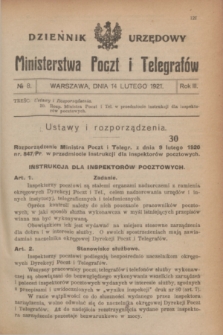Dziennik Urzędowy Ministerstwa Poczt i Telegrafów. R.3, № 8 (14 lutego 1921)